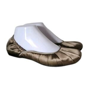 Bottega Veneta Olive Pleated Satin Scrunch Ballet Flats Sz 38 Made Italy Shoes